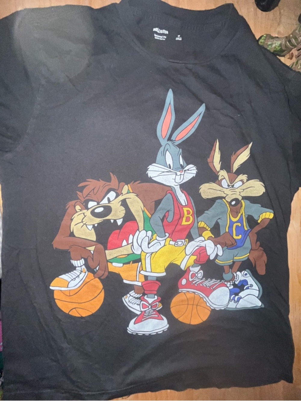 Hollister Black Looney Tunes Basketball Character Tee